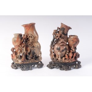 Pair of soapstone potiches