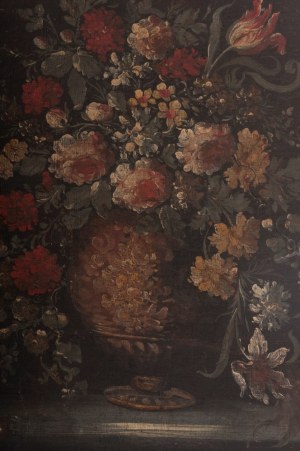 Still life with flowers and pottery