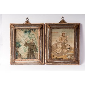 St. Francis and St. John, pair of embroidery