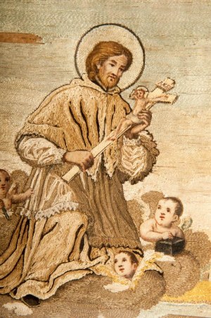 St. Francis and St. John, pair of embroidery