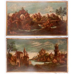 pair of landscapes with architecture