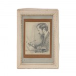 Male portraits, lot of two dark pencil drawings on paper