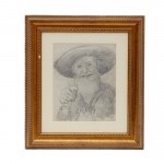 Male portraits, lot of two dark pencil drawings on paper