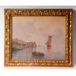 NICOLAS DE CORSI Glimpse of a marina with boats and characters