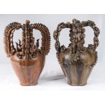 Pair of glazed terracotta amphorae