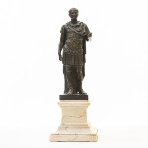 Julius Caesar in armour, with an archaeological motif