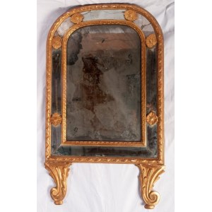 Double-panel mirror in gilded wood