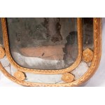 Double-panel mirror in gilded wood
