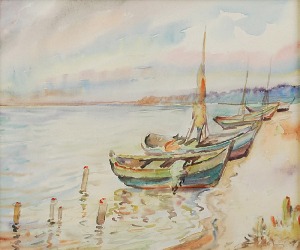 Emil SCHINAGEL (1899-1943), Łodzie przy brzegu, 1919