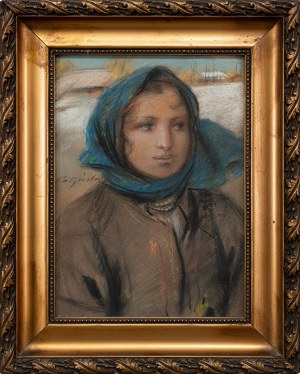 Stanisław GÓRSKI (1887 - 1955), Portret dziewczyny w niebieskiej chuście