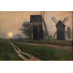 Stanislaw KAMOCKI (1875 - 1944), Sunset with windmills