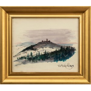 Wiktor ZIN (1925 - 2007), Landscape with the castle in Chęciny