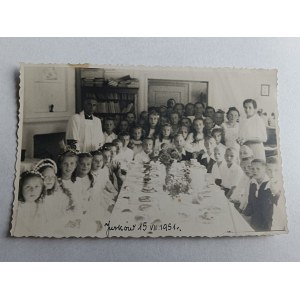 YURK PHOTO, FIRST COMMUNION 1951, PRIEST, CHILDREN