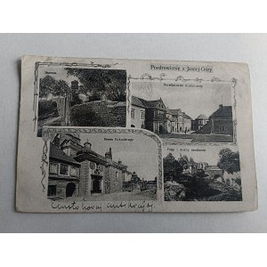 CARTOLINA CZĘSTOCHOWA, JASNA GÓRA, CORTILE DEL MONASTERO, PORTA POTOCKI, FOSSATI E PONTI LEVATOI, ANTEGUERRA, DANNEGGIATA
