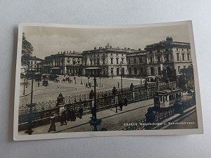 POSTCARD KRAKOW KRAKAU, TRAIN STATION, GG, STAMP, STAMP 1942