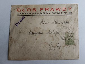 CORPORATE ENVELOPE GLOS TRUTH WARSAW NEW WORLD 1926