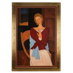 Roman Zakrzewski (1955 Oświęcim - 2014 Kraków), Modelka z błękitnym szalem, 1999 r.