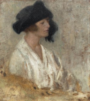 Alfons Karpiński (1875 Rozwadów - 1961 Kraków), Kobieta w kapeluszu, 1921 r.