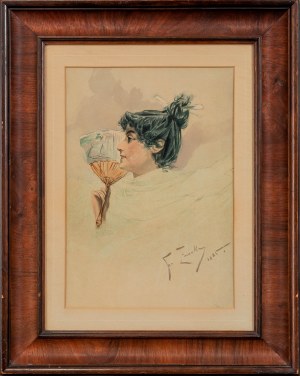 Franciszek Żmurko (1859 Lwów - 1910 Warszawa), Portret kobiety z wachlarzem, 1885 r.