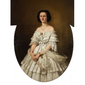 Carl Ferdinand Sohn (1805 Berlin - 1867), Portret damy w sukni balowej, 1858 r.