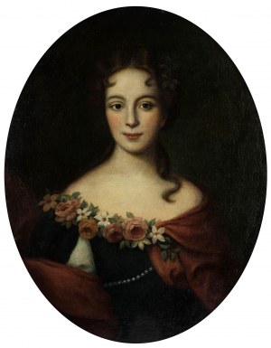 MN (XVIII), Dame in einem Kleid mit Rosen