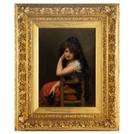 William Oliver (1823 Worcester - 1901 Kensington), Portrait of a woman with a carnival mask