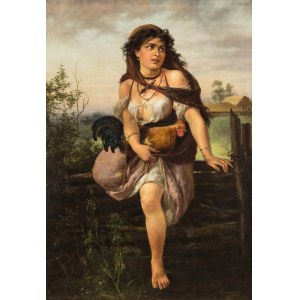 Alexey Trankovski (1847-1914), Fille au coq, 1895.