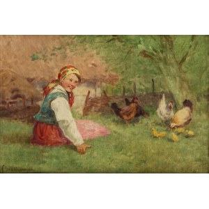 Adam Setkowicz (1875 Kraków - 1945 tamże), Dziewczynka z kurami