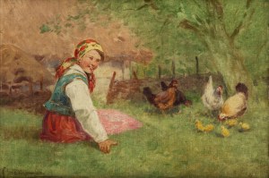 Adam Setkowicz (1875 Kraków - 1945 tamże), Dziewczynka z kurami