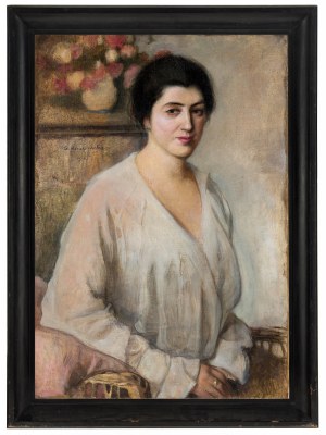 Alfons Karpiński (1875 Rozwadów - 1961 Kraków), Portret damy w fotelu, 1918 r.