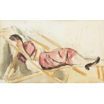 Wojciech Weiss (1875 Leorda na Bukowinie - 1950 Kraków), Aneri na leżaku, 1918 r.
