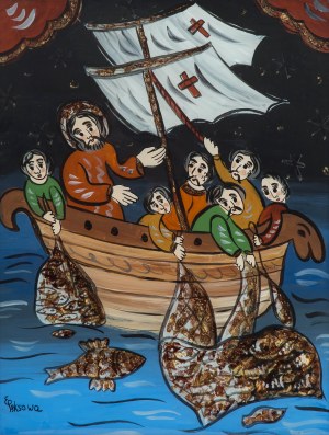 Ewelina Pęksowa (1923 - 2015), Połów ryb, 1985 r.