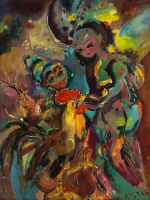 Ludwik Klimek (1912 Skoczów - 1992 Nicea), Wróżka i elf z kogutem