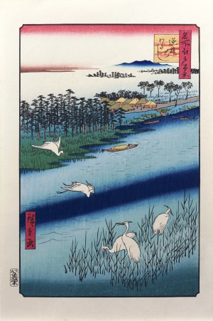 Utagawa Hiroshige (1797 - 1858), wyd. Yamada Shoin, Prom koło Sakasai, z cyklu „Sto słynnych widoków Edo”, Tokio/Japonia, ok. 1965 r.