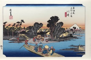 Utagawa Hiroshige (1797 - 1858), Kawasaki, prom Rakugo, Pięćdziesiąt trzy stacje na gościńcu Tōkaidō, Japonia, okres Showa (po 1960 r.)