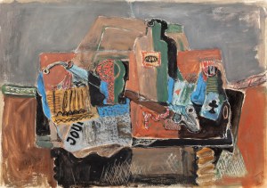 Henryk Hayden (1883 Warsaw - 1970 Paris), Still life with newspaper, pipe, bottle and ace of clubs