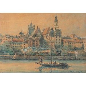 Władysław Chmieliński (1911 Warszawa - 1979 tamże), Warszawa. Widok na stare miasto od strony Pragi