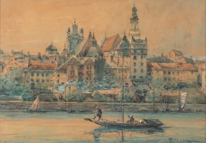 Wladyslaw Chmielinski (1911 Warsaw - 1979 there), Warsaw. View of the old town from the Praga side