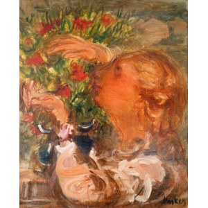 Zygmunt Menkes (1896 Lviv - 1986 Riverdale), Girl with a bouquet of flowers, circa 1928.