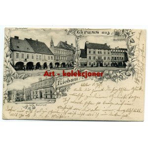 Lubawka - Liebau - Rynek - Dworzec - Litografia