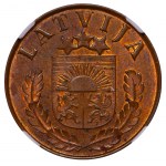 Latvia, 2 Santimi, 1939 year, NGC, MS 64 BN