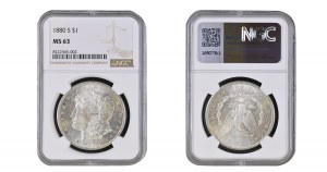 United States, 1 Dollar, 1880 year, S, NGC, MS 63