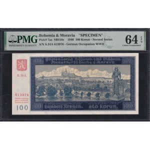 Bohemia & Moravia, 100 Korun, 1940, Choice UNC 64 EPQ, SPECIMEN