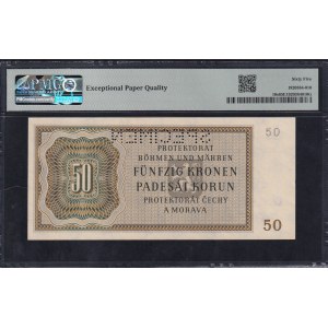 Bohème et Moravie, 50 Korun, 1944, Gem UNC 65 EPQ, SPECIMEN