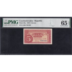 Czechoslovakia, 5 Korun, 1949, Gem UNC 65 EPQ