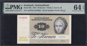 Denmark, 10 Kroner, 1975, Choice UNC 64 EPQ