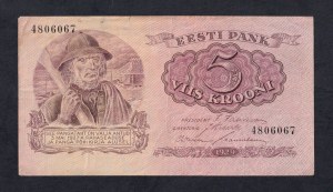 Estonia, 5 Krooni, 1929, XF