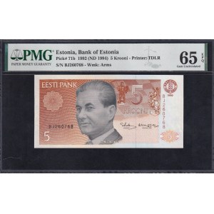 Estonie, 5 Krooni, 1992 (1994), Gem UNC 65 EPQ