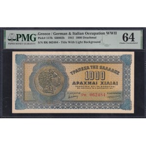 Greece, 1000 Drachmai, 1941, Choice UNC 64