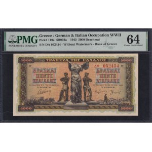 Greece, 5000 Drachmai, 1942, Choice UNC 64
